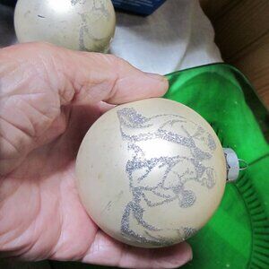 Vtg Rausch mercury 3 in ornament Mica stencil nativity scene MCM cottage core